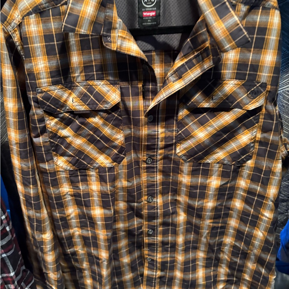 Wrangler ATG Yellow and Black Plaid Shirt